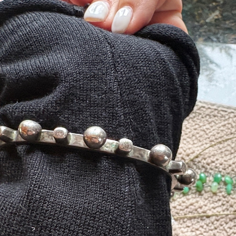 Solid Sterling Silver Oval Bangle Bracelet With S… - image 7